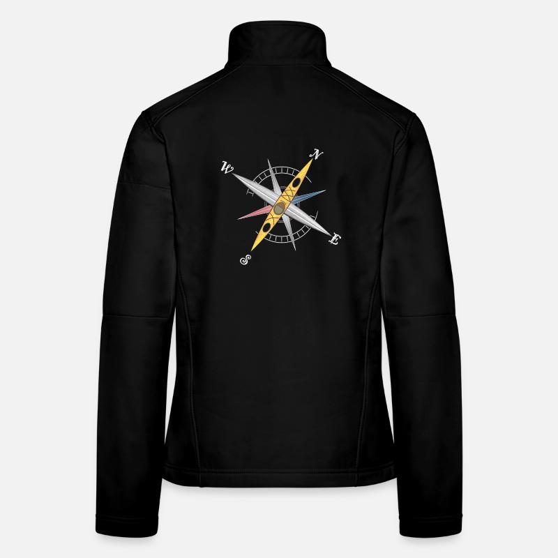 Conception de kayak cool avec rose des vents, kayak jaune Veste en tissu softshell Femme