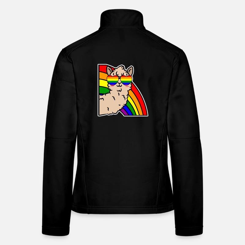 Rainbow Lgbt Cool Lama Equality Heart Women's Softshell Jacket