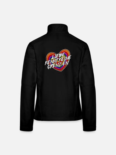 Lgbt Liebe Statement Beziehung Herz Regenbogen - Frauen Softshelljacke - Schwarz - Hinten