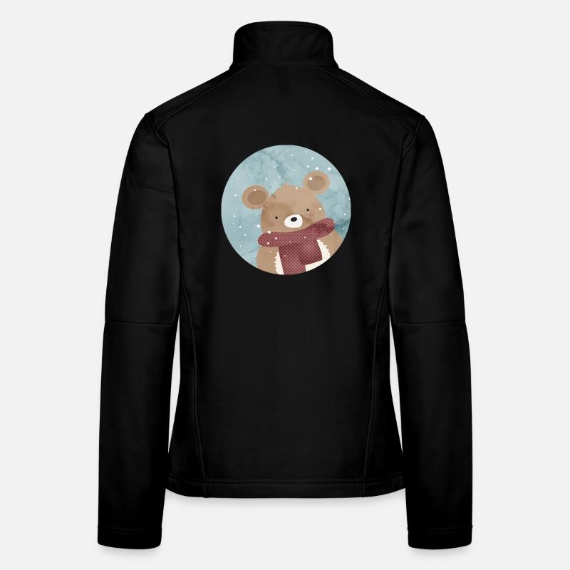 zuckersüßer goldiger Bär im Winter wenn es schneit Frauen Softshelljacke