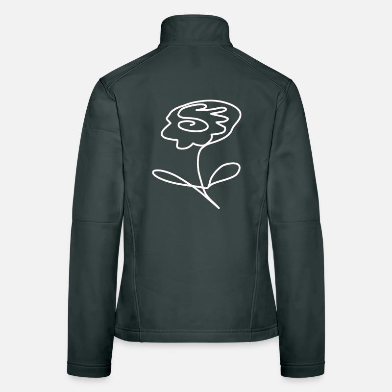 Fleur blanche Fleur blanche One Line Art fleur blanche Veste en tissu softshell Femme