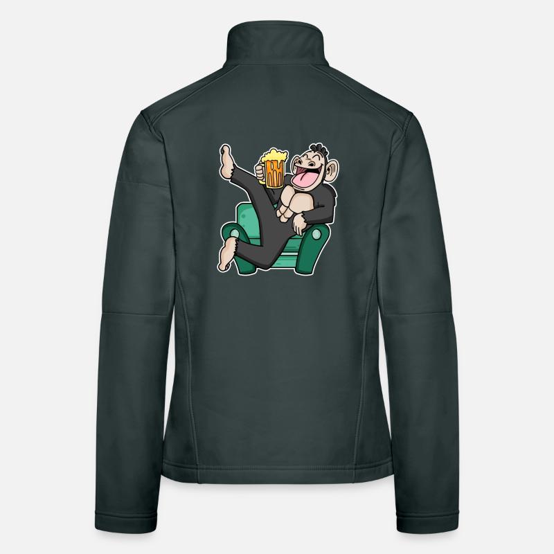 Drôle de singe boit de la bière Veste en tissu softshell Femme