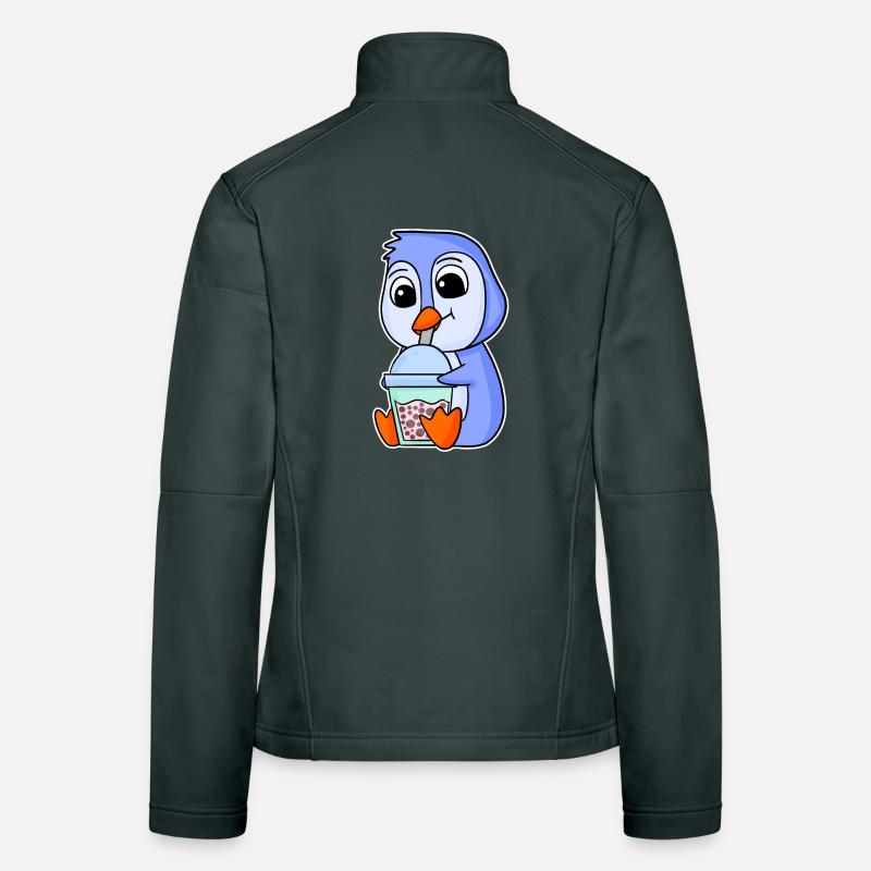 Penguin Bubble tea Motif Women's Softshell Jacket