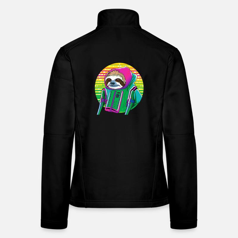 Cyber punk Sloth - Ukiyo-e style. - Women's Softshell Jacket - black