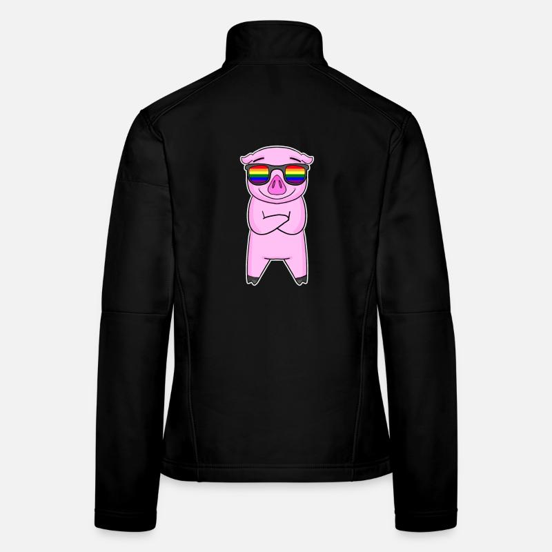 Gay Regenbogen - Schwein mit Brille Frauen Softshelljacke