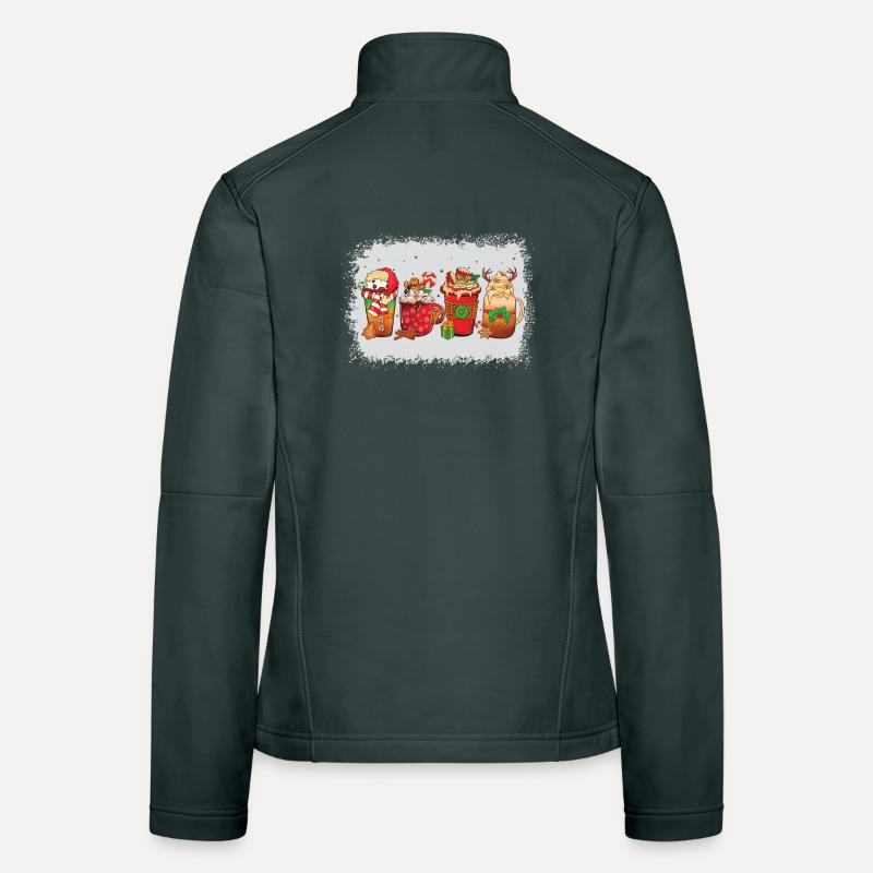 Christmas coffee cup bleached Women's Softshell Jacket