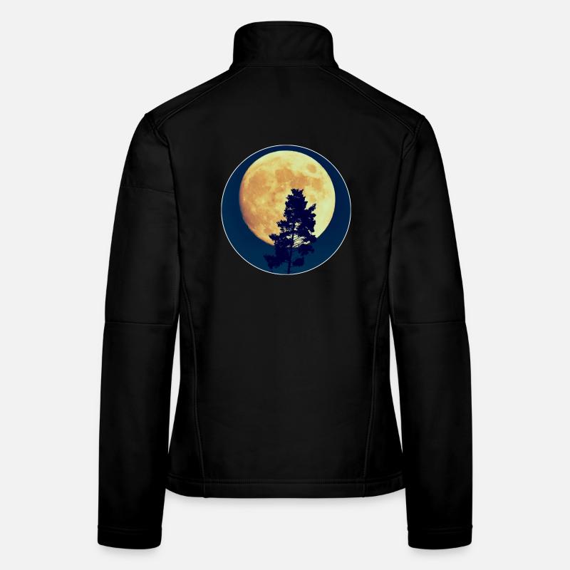 Silhouette de la forêt nocturne au clair de lune Veste en tissu softshell Femme