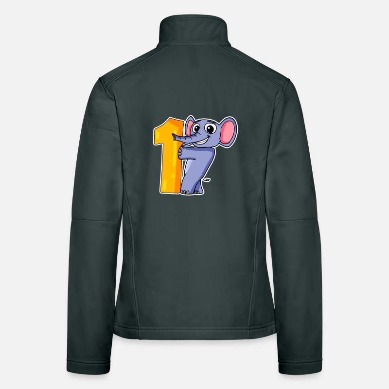 1 an - inscription à l’école - motif éléphant Veste en tissu softshell Femme
