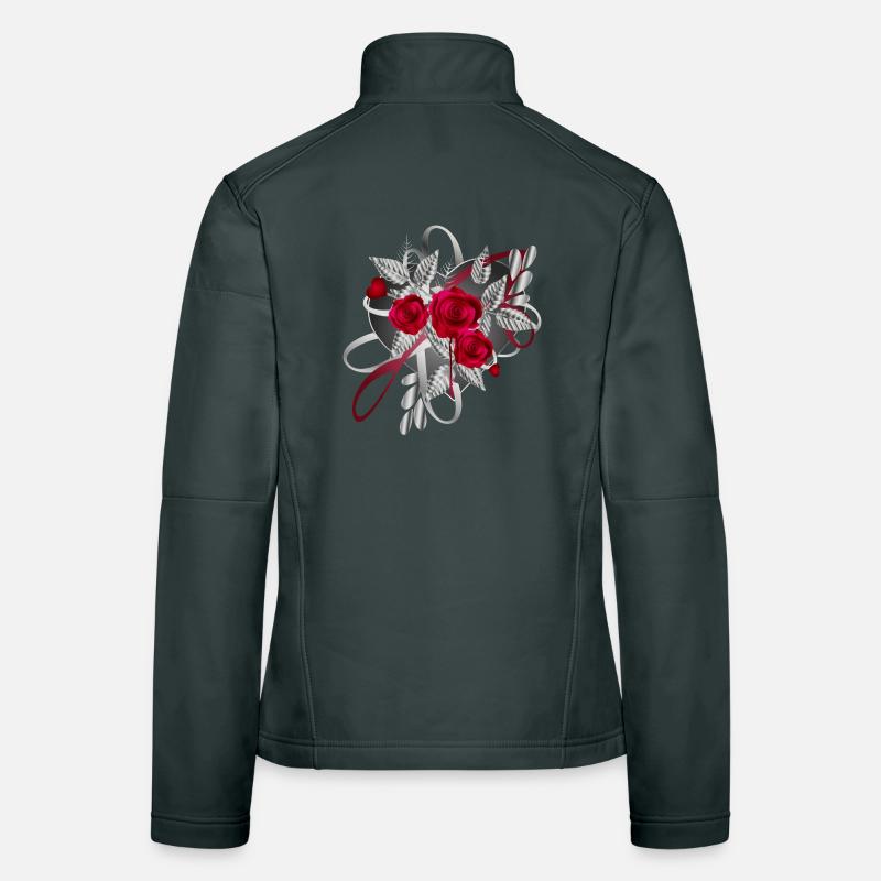 Composition argentée de la Saint-Valentin avec des roses Veste en tissu softshell Femme