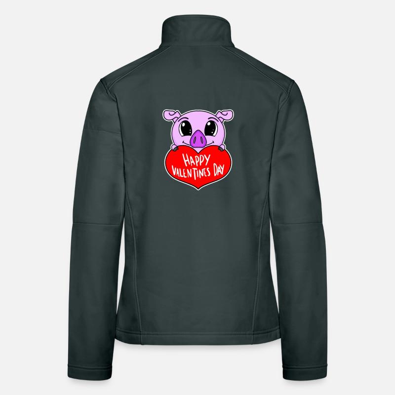 Valentinstag Herz Schwein Frauen Softshelljacke