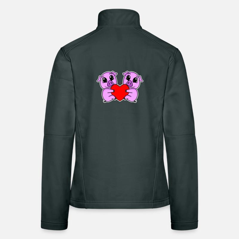 Cœur de Cochon Amour Cochons Veste en tissu softshell Femme