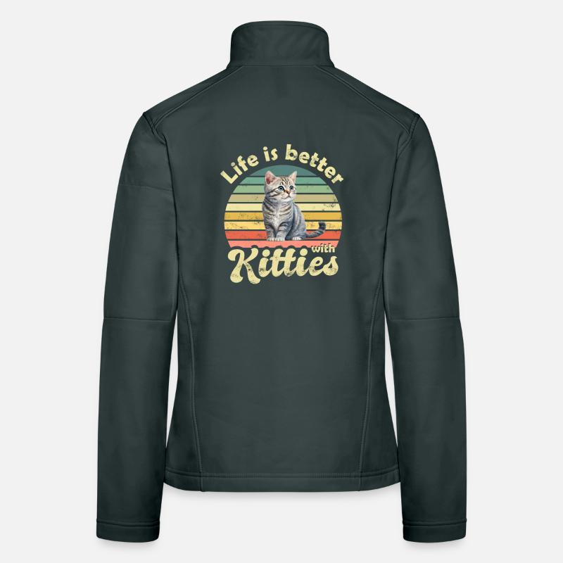 Katze Katzen Frauen Softshelljacke