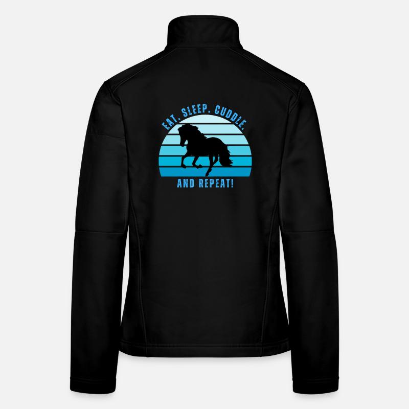 Welsh pony galloping sunset in retro style Women's Softshell Jacket