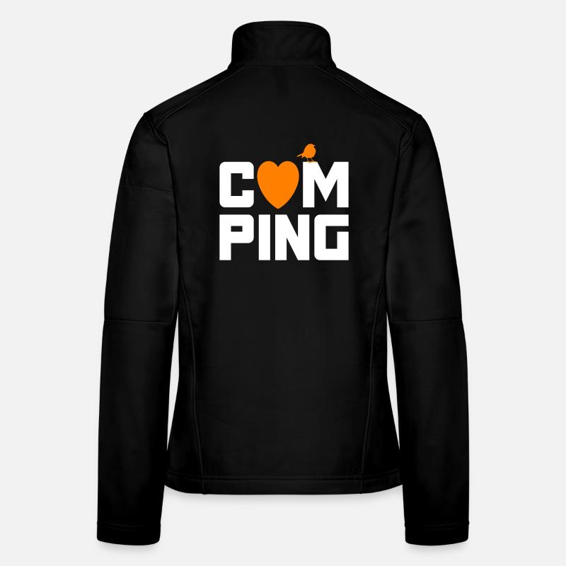 Camping Spatz Herz Camper coole Quotes Fan Urlaub Frauen Softshelljacke