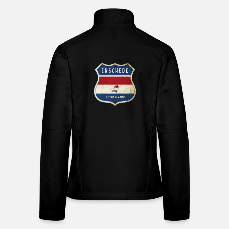 Enschede Niederlande Wappen Design - Frauen Softshelljacke - Schwarz