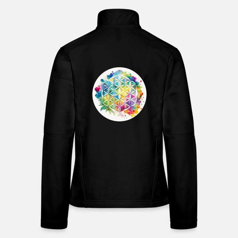 Arc en ciel fleur de vie chanvre cercle Veste en tissu softshell Femme