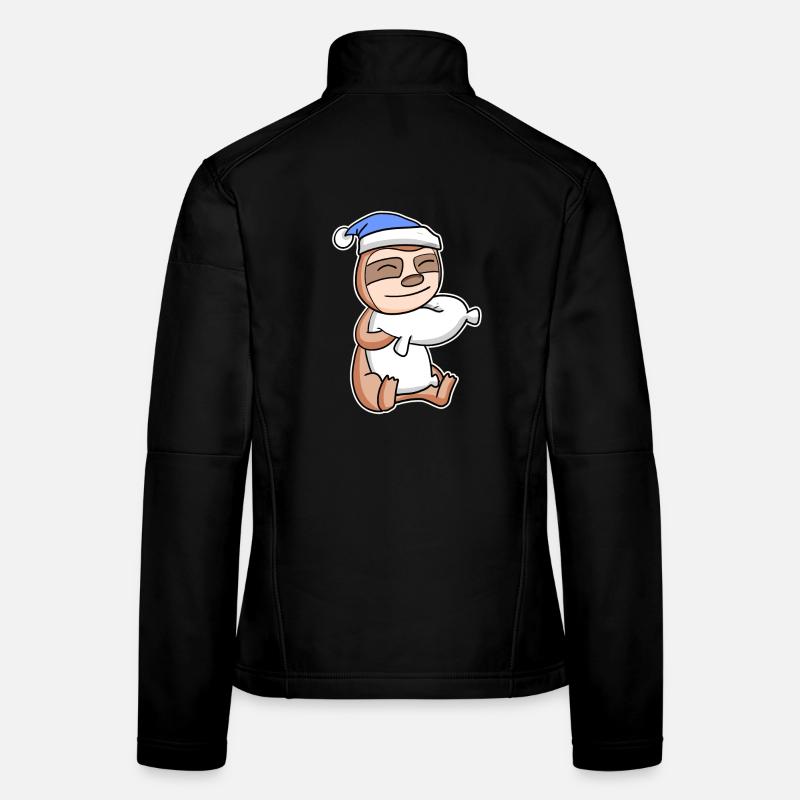 Sloth with pillow and sleeping cap Women's Softshell Jacket