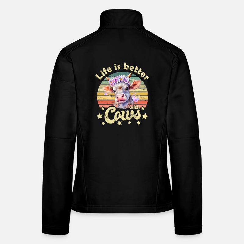 Kuh Kühe - Frauen Softshelljacke - Schwarz