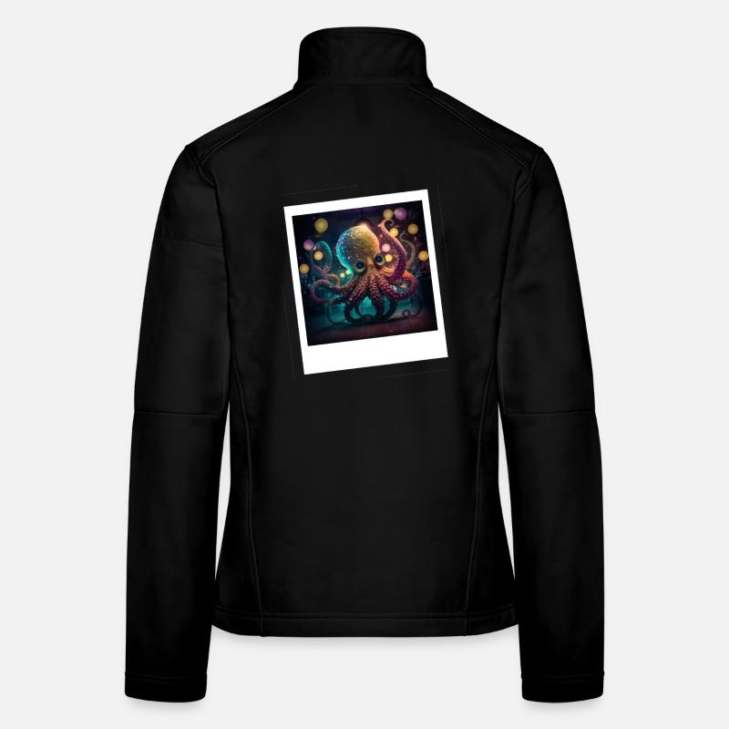 Pieuvre Pieuvre Dansant néon dans la nuit Veste en tissu softshell Femme