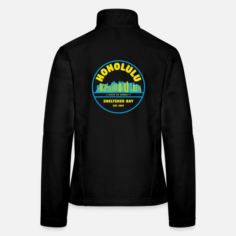 Honolulu Skyline Retro Abzeichen Frauen Softshelljacke