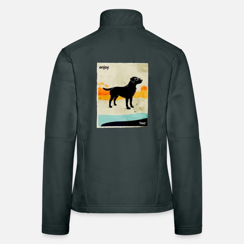 Sonnenuntergangs-labrador mit Brille Frauen Softshelljacke