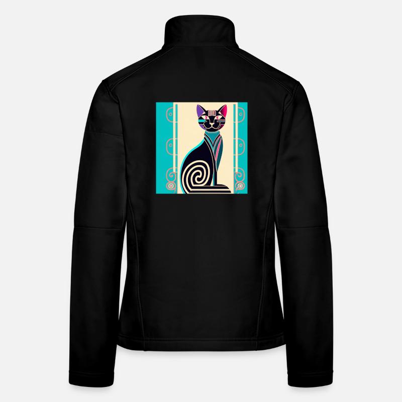 Néon Spirale Chat Art déco Veste en tissu softshell Femme