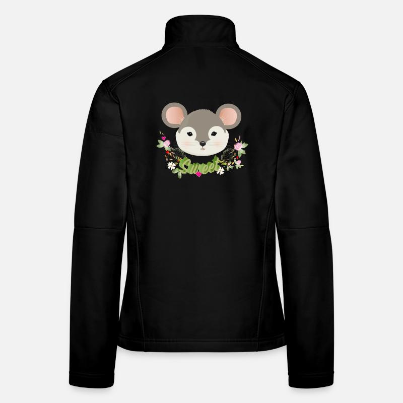 Enchanting cute mouse with delicate green in spring Women's Softshell Jacket
