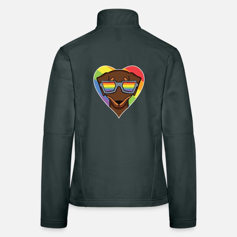 Regenbogen - Hund mit Brille - Dackel Frauen Softshelljacke