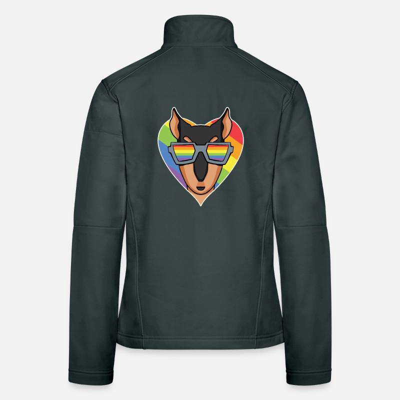 Arc-en-ciel - Chien à lunettes - Doberman Veste en tissu softshell Femme