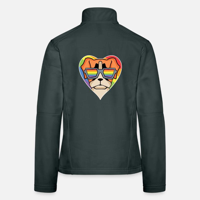 Rainbow - Chien à lunettes - German Boxer Veste en tissu softshell Femme