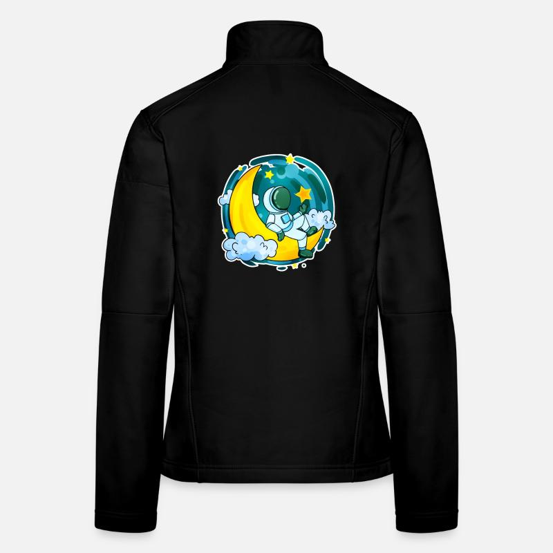 Astronaute Motif Space Moon Crescent Veste en tissu softshell Femme