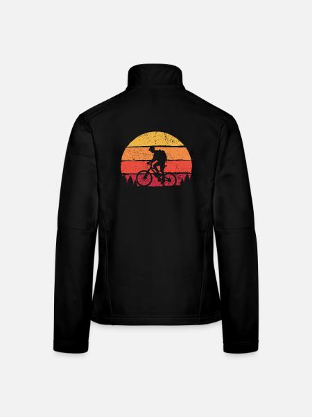 Silhouette du coucher de soleil du cycliste jumeau - Veste en tissu softshell Femme - noir - Dos