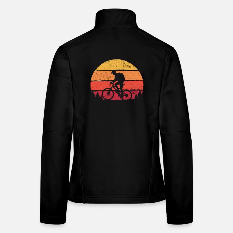 Twin Cyclist Sunset Silhouette Women's Softshell Jacket