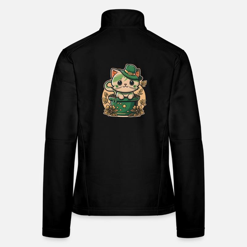 Katze im Blumentopf St. Patrick s Day Frauen Softshelljacke