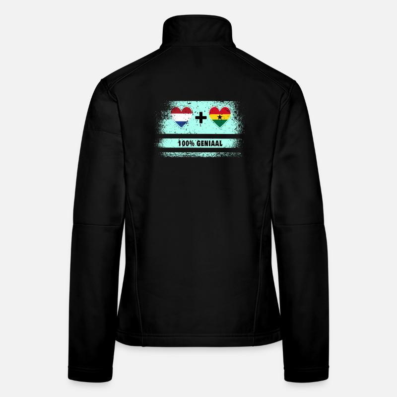 Drapeau 100% Genius du Ghana et des Pays-Bas Veste en tissu softshell Femme
