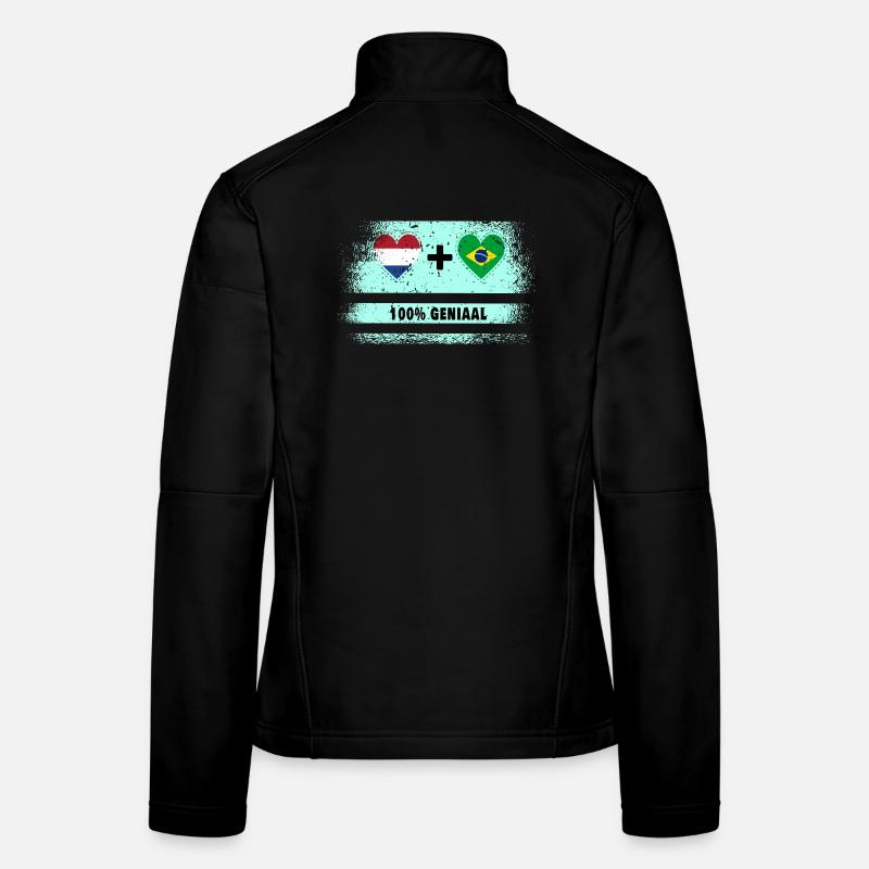 Brésil et Pays-Bas Drapeau 100% Genius Veste en tissu softshell Femme