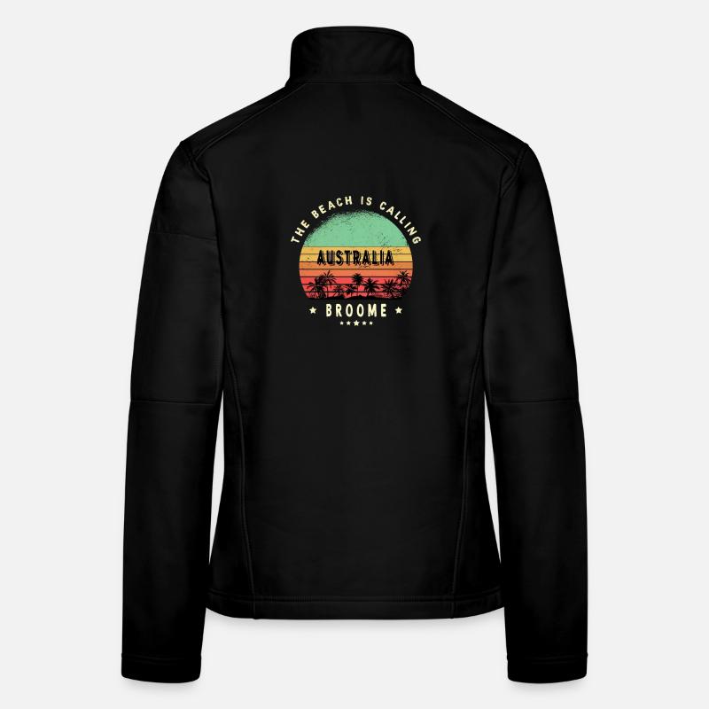 Design de plage vintage Broome Australia Veste en tissu softshell Femme