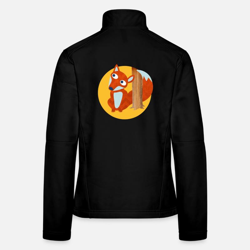 Fuchs Baumstamm Wald Kinderzimmer Comic Tierliebe Frauen Softshelljacke