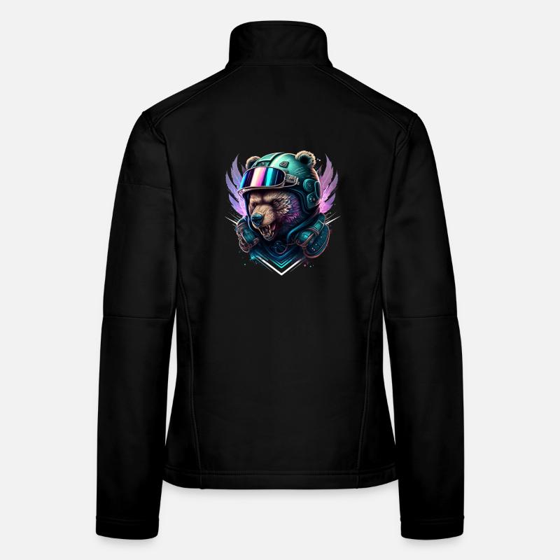 Ours astronaute néon galaxie Veste en tissu softshell Femme