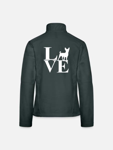 Hundeliebe im LOVE Design - Frauen Softshelljacke - Dunkelgrau - Hinten