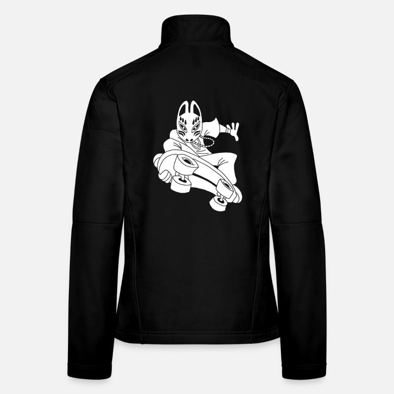 Renard blanc étrange en skateboard Veste en tissu softshell Femme