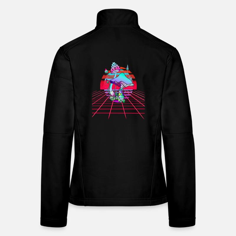 Psychedelische Pilze - Retro Wave Sunset Frauen Softshelljacke