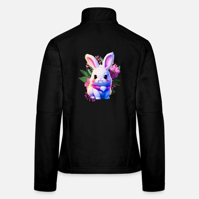 cute Easter Bunny Floral with Easter flowers Women's Softshell Jacket
