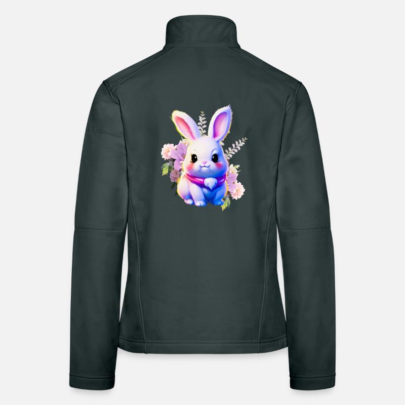 Fleurs Lapin de Pâques Lapin mignon Veste en tissu softshell Femme