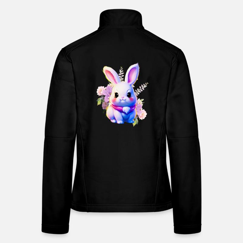 Fleurs Lapin de Pâques Lapin mignon Veste en tissu softshell Femme