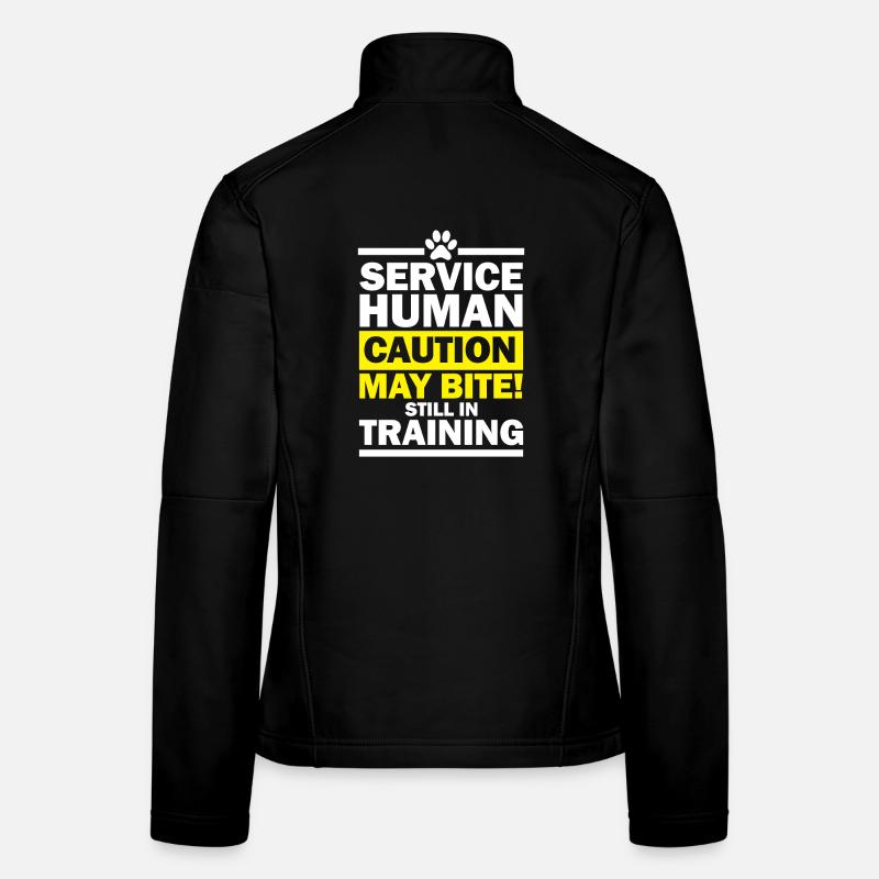 service human caution may bite still in training Frauen Softshelljacke
