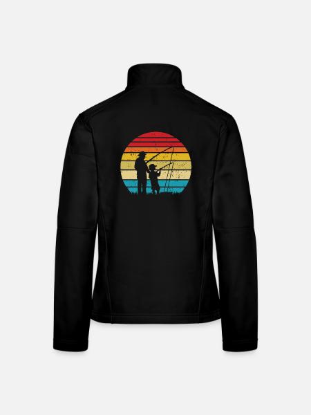Sunset Fishing Silhouette: Father & Child - Women's Softshell Jacket - black - Back
