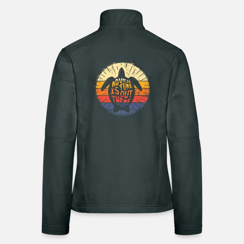 Turtle Odyssey Retro Sunset Women's Softshell Jacket
