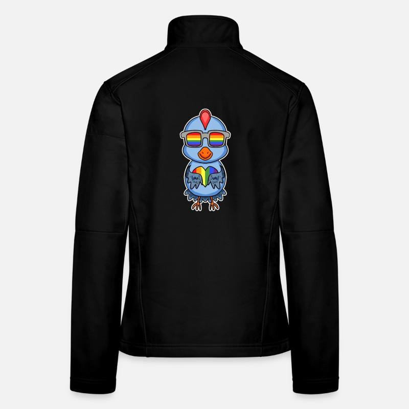Regenbogen - Huhn mit Brille und Herz Frauen Softshelljacke