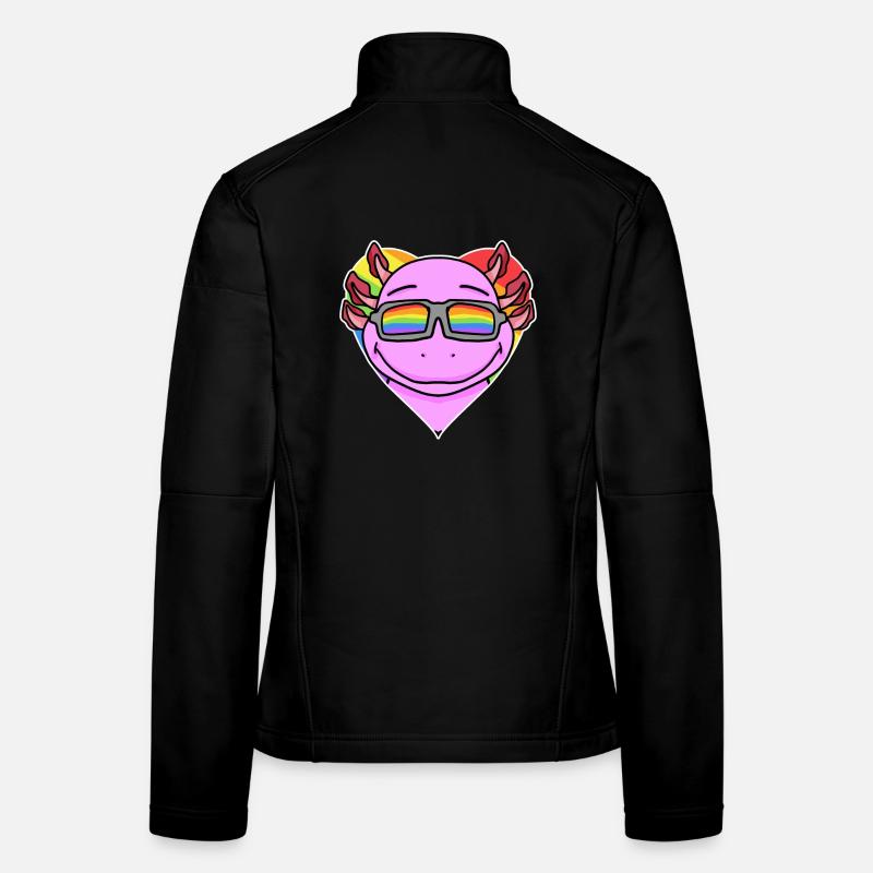 Regenbogen - Axolotl mit Brille und Herz Frauen Softshelljacke